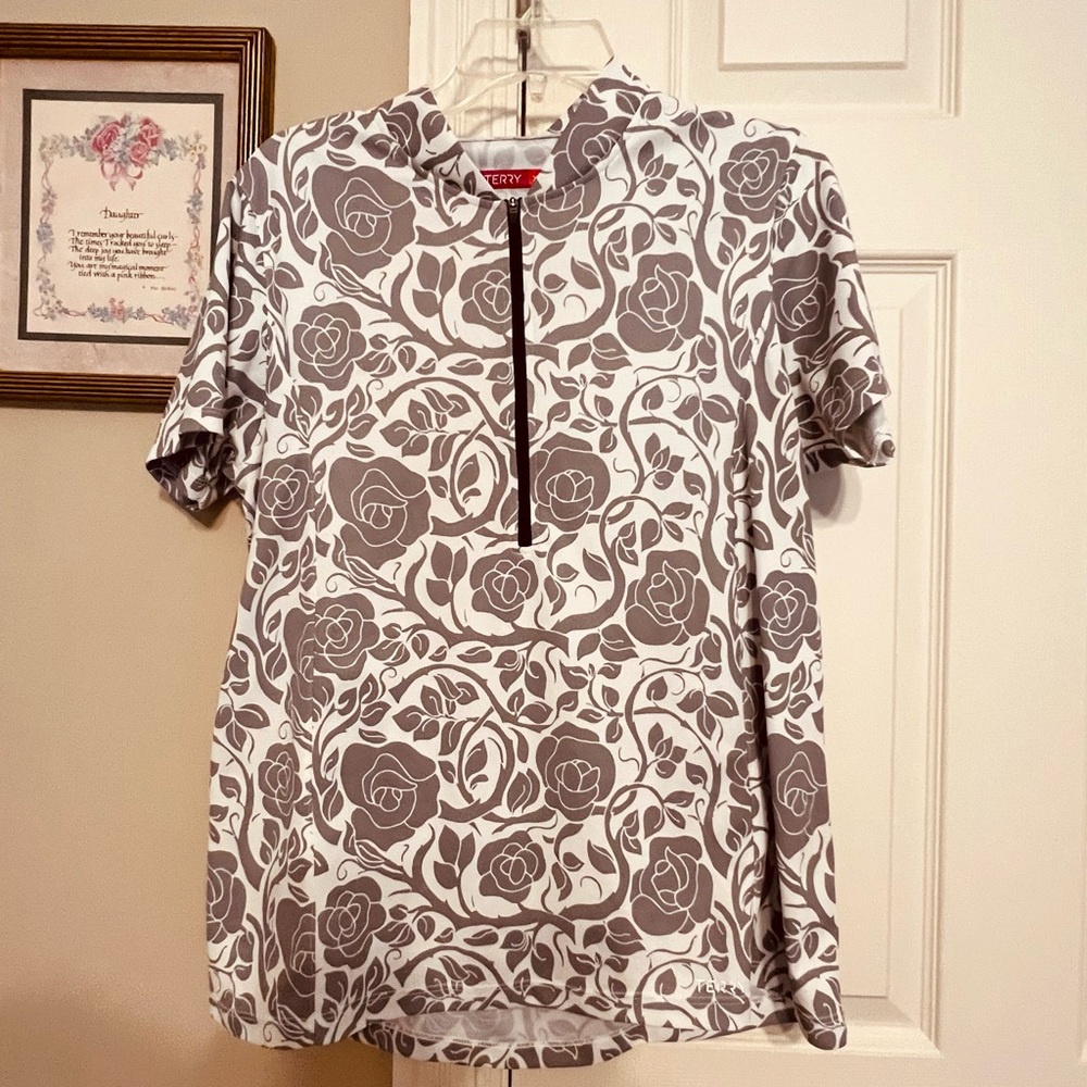 Gray White Graphic Relax Fit Ladies Cycling Jersey